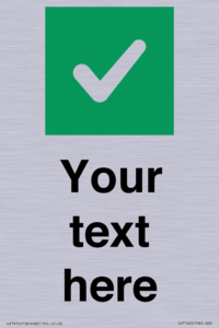 Custom plain background, green square with tick sign